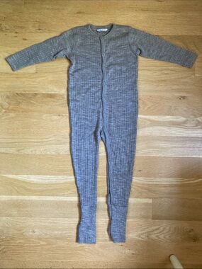 Joha Merino Wool Rib Pyjamas - Sesame 90cm (1–2y)
